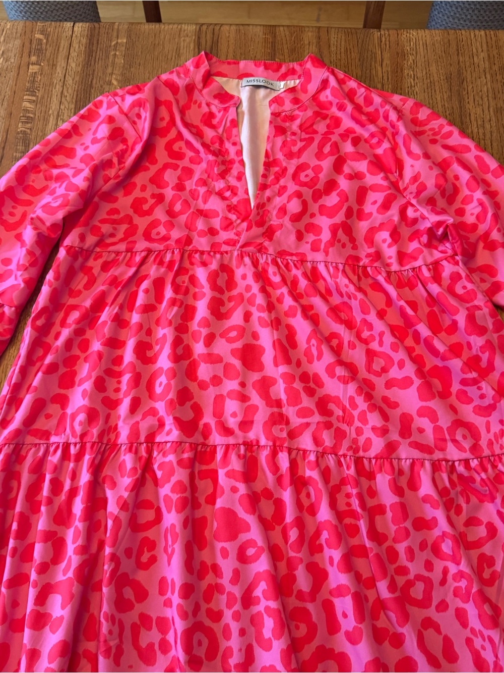 MISSLOOK Hot Pink Leopard Tiered Maxi Dress - Size L